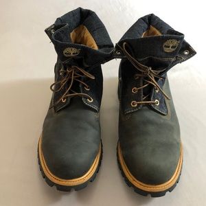 TIMBERLANDS Sz 12 Blue Genuine Leather Boots